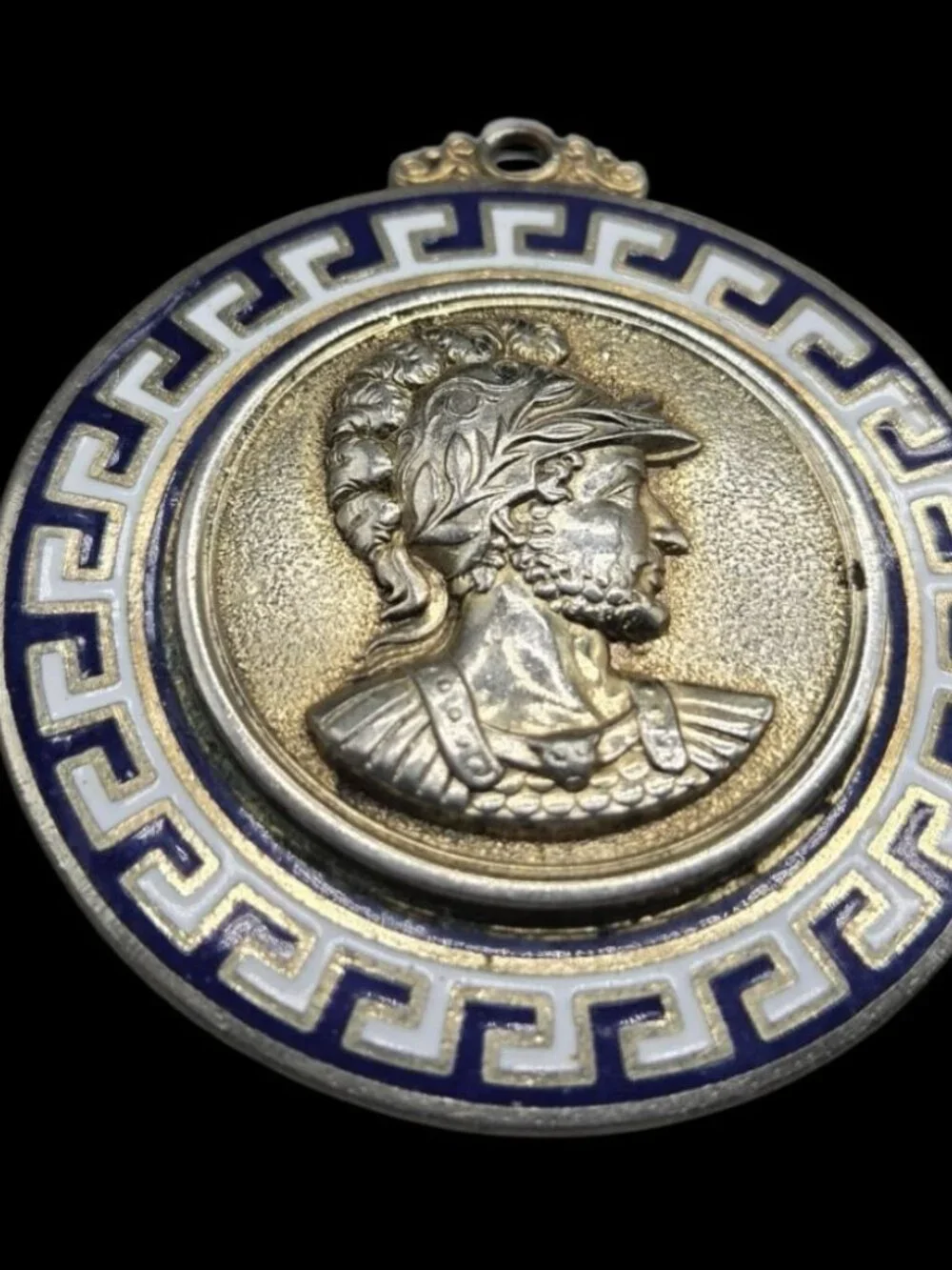 VTG Greek Revival Warrior Medallion Pendant Centurion Warrior Soldier Cameo